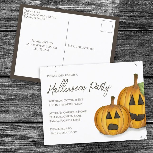 Orange Pumpkins Cute Halloween Custom  Postcard (Creator Uploaded)