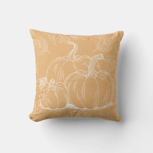 Orange Pumpkins Fall Autumn Thanksgiving Halloween Cushion