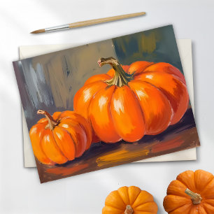 Orange Pumpkins Halloween Fall Watercolor Holiday Postcard