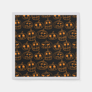 Orange Pumpkins Halloween Pattern Napkin