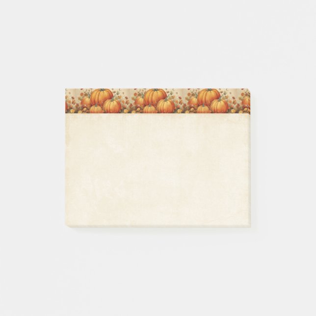 Orange Pumpkins Rustic Autumn Pattern Post-it Notes (Front)