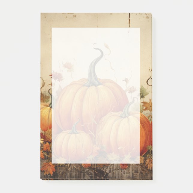 Orange Pumpkins Rustic Autumn Post-it Notes (Front)