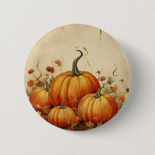 Orange Pumpkins Rustic Autumn Thanksgiving 6 Cm Round Badge