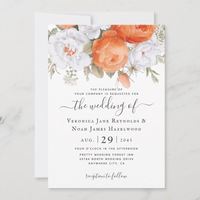 Orange Punch Ranunculus Florals Invitation (Front)