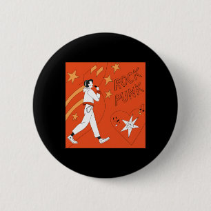 Orange Punk Rock Expressive Digital Art Illustrati 6 Cm Round Badge