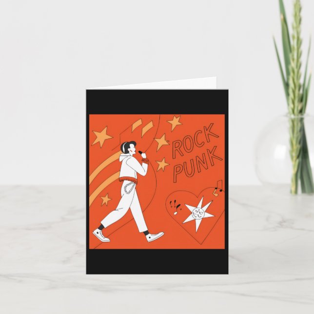 Orange Punk Rock Expressive Digital Art Illustrati Card (Front)