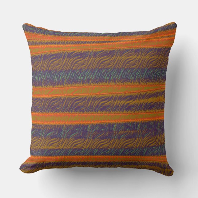 Orange Purple Abstract Stripes Cushion (Front)