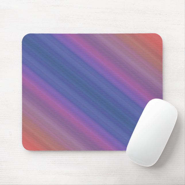 Orange Purple and Blue Diagonal Stripes Pattern Mouse Mat (With Mouse)