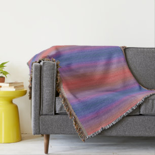 Orange Purple and Blue Horizontal Stripes Design Throw Blanket
