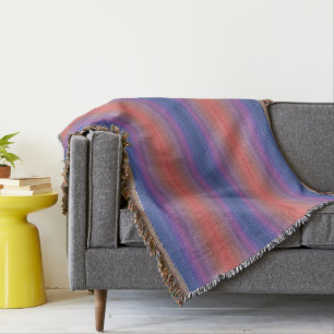 Orange Purple and Blue Vertical Stripes Design  Throw Blanket