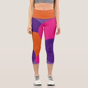 Orange, Purple and Hot Pink Polka Dots Capri Leggings