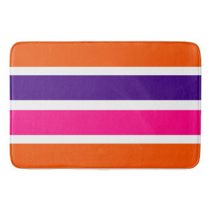 Orange, Purple and Hot Pink Stripes Bath Mat
