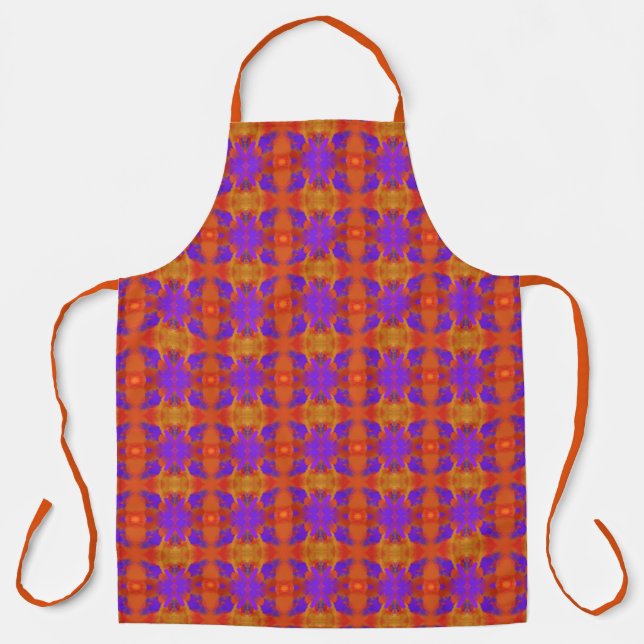Orange Purple And Red Abstract Graphic Art Design Apron (Front)