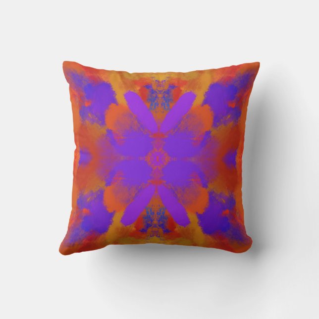 Orange Purple And Red Abstract Graphic Art Design Cushion (Back)