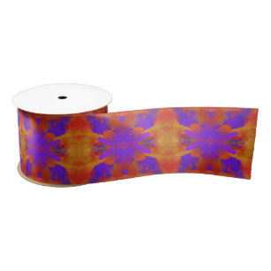 Orange Purple And Red Abstract Graphic Art Design Satin Ribbon