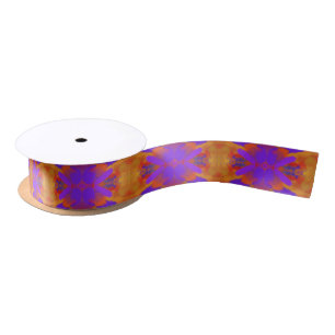 Orange Purple And Red Abstract Graphic Art Design Satin Ribbon