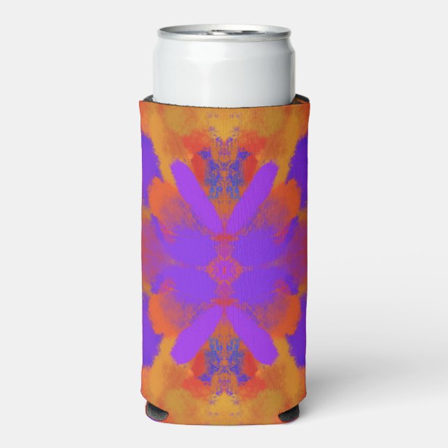 Orange Purple And Red Abstract Graphic Art Design Seltzer Can Cooler (Seltzer Front)