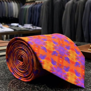 Orange Purple And Red Abstract Graphic Art Design Tie