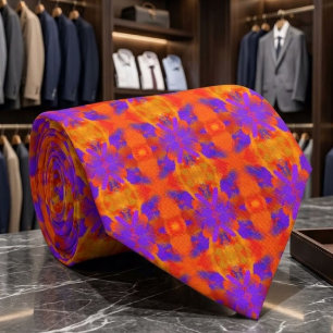 Orange Purple And Red Abstract Graphic Art Design Tie