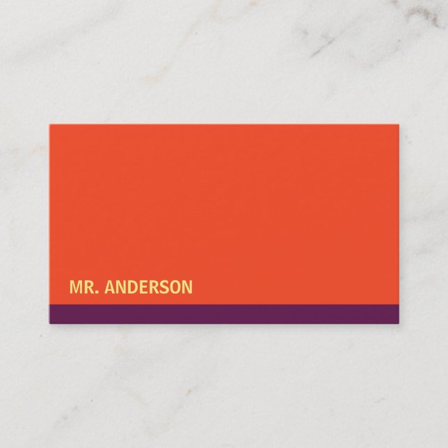 Orange Purple Background Business Card (Front)