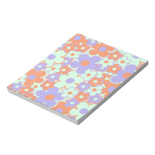 Orange Purple Blue Retro Y2K 70s Flower Pattern Notepad