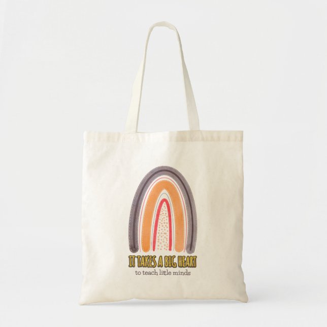 Orange Purple Boho Rainbow Teacher Appreciation Tote Bag (Front)