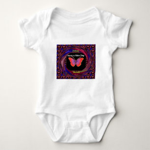 Orange Purple Butterfly Have a Nice Day Art Print Baby Bodysuit