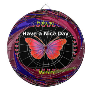 Orange Purple Butterfly Have a Nice Day Art Print Dartboard