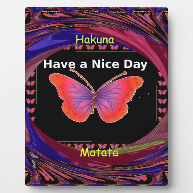 Orange Purple Butterfly Have a Nice Day Art Print Plaque (Front)