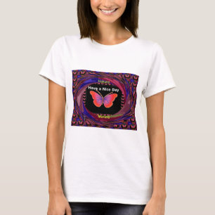 Orange Purple Butterfly Have a Nice Day Art Print T-Shirt