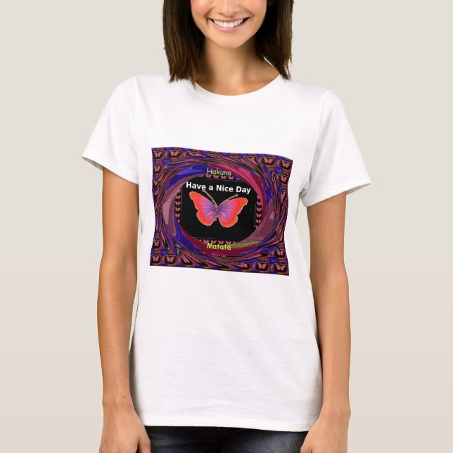 Orange Purple Butterfly Have a Nice Day Art Print T-Shirt (Front)