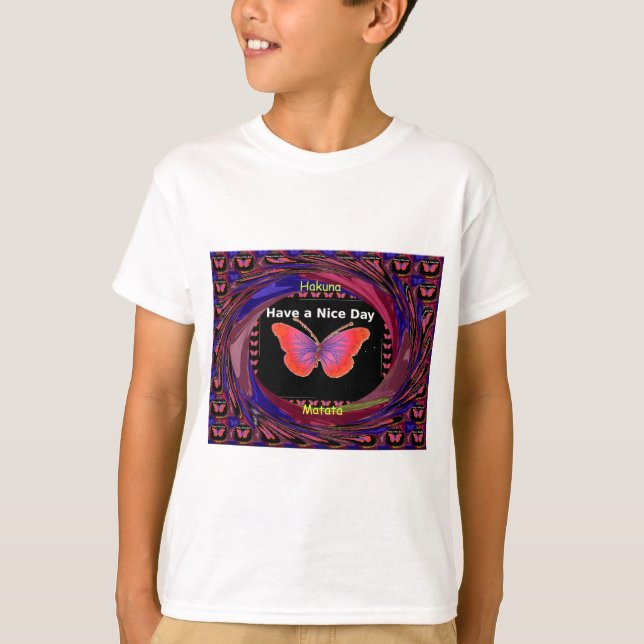 Orange Purple Butterfly Have a Nice Day Art Print T-Shirt (Front)