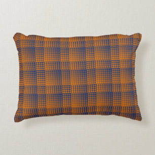 Orange Purple Checker Abstract Pattern Decorative Cushion