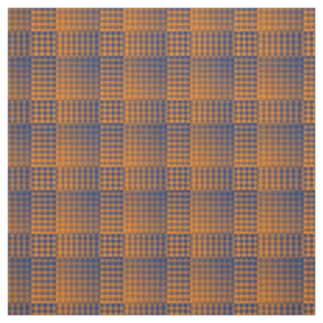 Orange Purple Checker Abstract Pattern Fabric (Swatch)