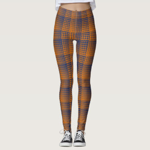 Orange Purple Checker Abstract Pattern Leggings