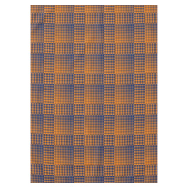 Orange Purple Checker Abstract Pattern Tablecloth (Front)