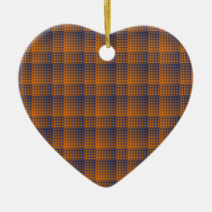 Orange Purple Chequered Abstract Pattern Ceramic Tree Decoration