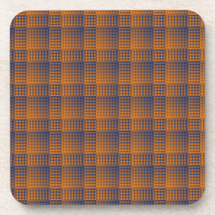 Orange Purple Chequered Abstract Pattern Coaster