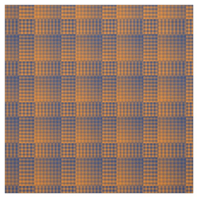 Orange Purple Chequered Abstract Pattern Fabric (Swatch)