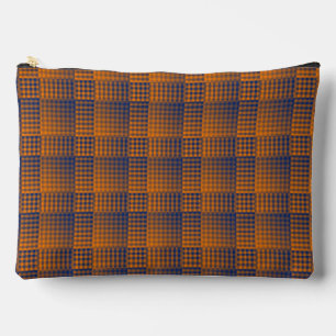 Orange Purple Chequered Abstract Pattern Large Accessory Pouch