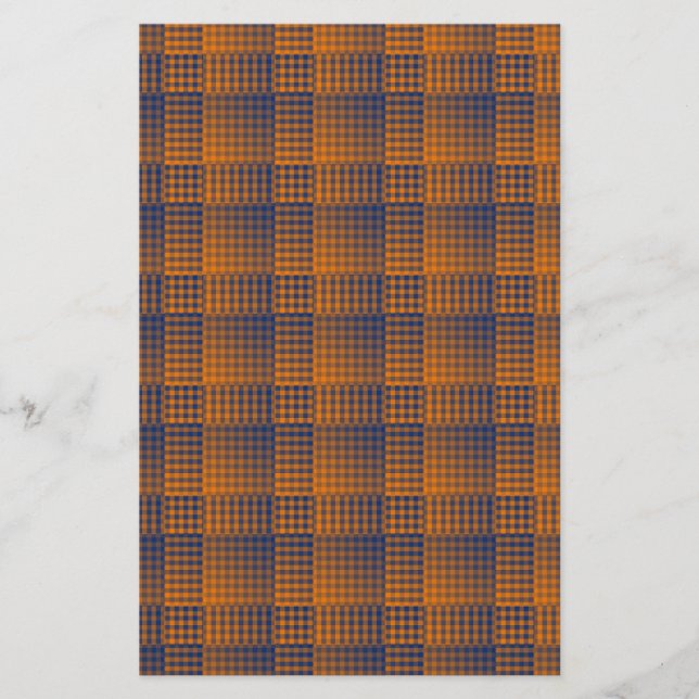 Orange Purple Chequered Abstract Pattern Stationery (Front)