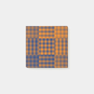 Orange Purple Chequered Patchwork Pattern Post-it Notes