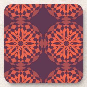Orange purple cool, unique, trendy flower abstract coaster