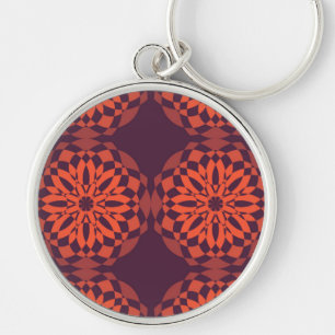 Orange purple cool, unique, trendy flower abstract key ring