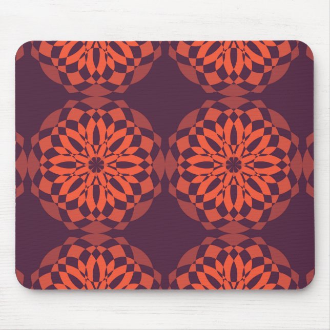 Orange purple cool, unique, trendy flower abstract mouse mat (Front)