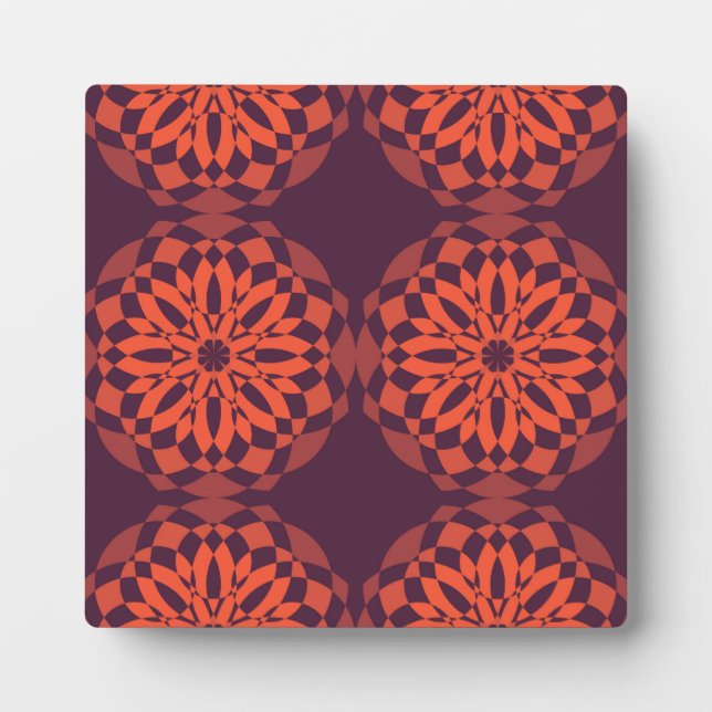 Orange purple cool, unique, trendy flower abstract plaque (Front)