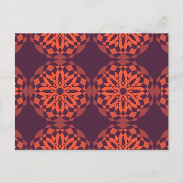 Orange purple cool, unique, trendy flower abstract postcard (Front)
