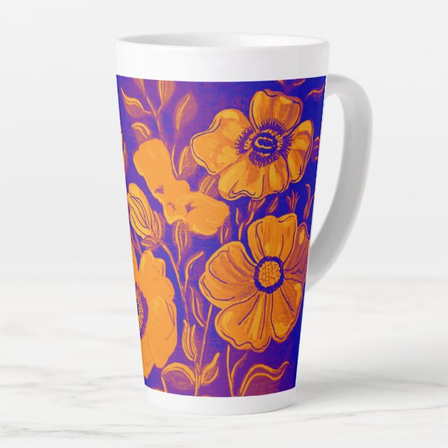 Orange & Purple Floral Cup (Right Angle)