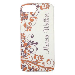 Orange Purple Floral Personalised iPhone 8/7 Case