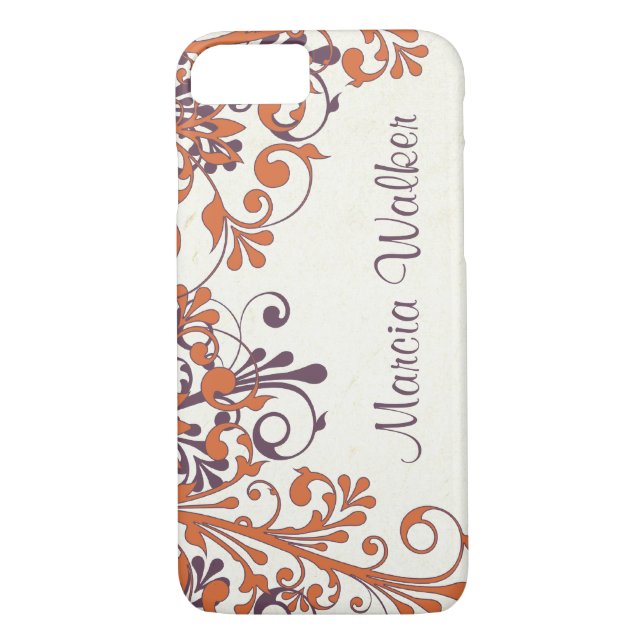 Orange Purple Floral Personalised Case-Mate iPhone Case (Back)